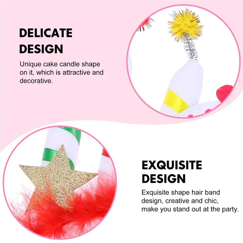

1pc Birthday Party Headband Cake Candle Hairband Adorable Creative Party Headdress