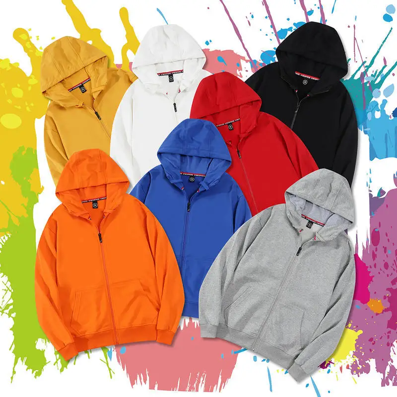 

W40.1 Autumn and winter Plush zipper Hoodie solid casual jacket
