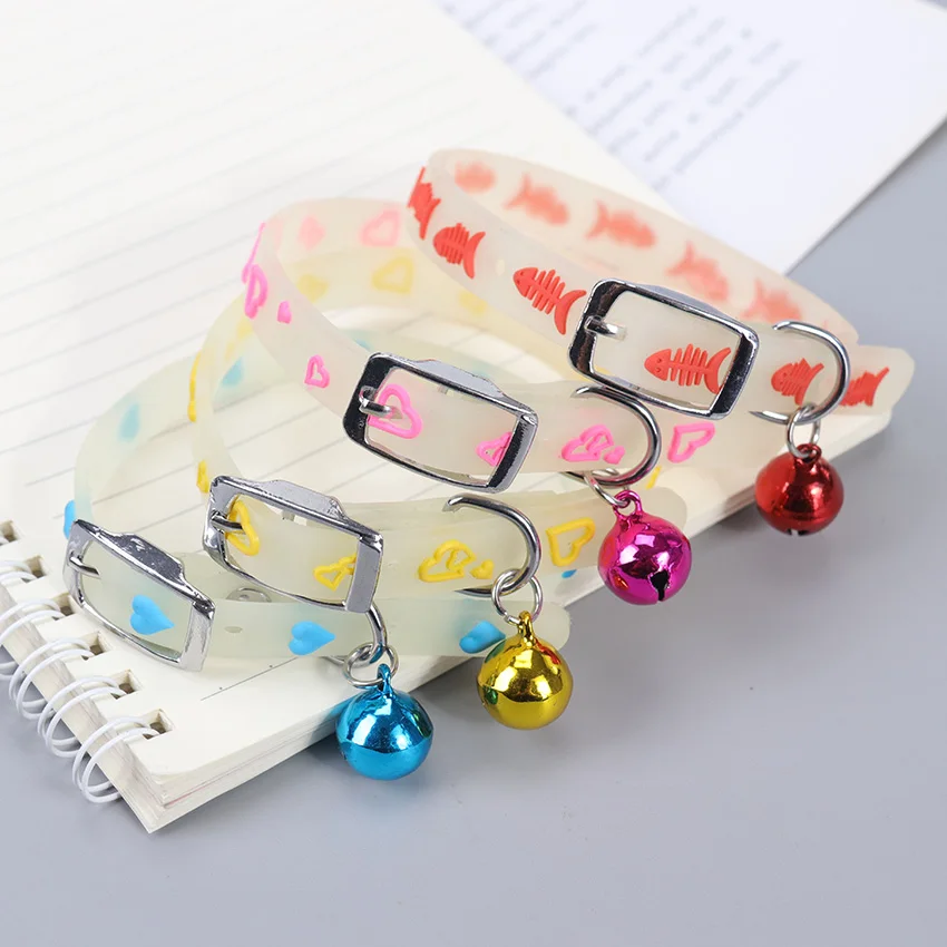 

Pet Glowing Collars with Bells Glow at Night Dogs Cats Necklace Light Luminous Neck Ring Accessories Pet Supplies