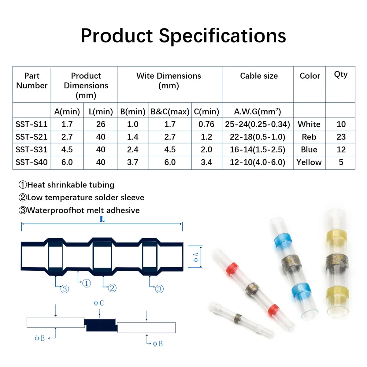 50 шт. водонепроницаемый уплотнительный Соединительный соединитель для провода