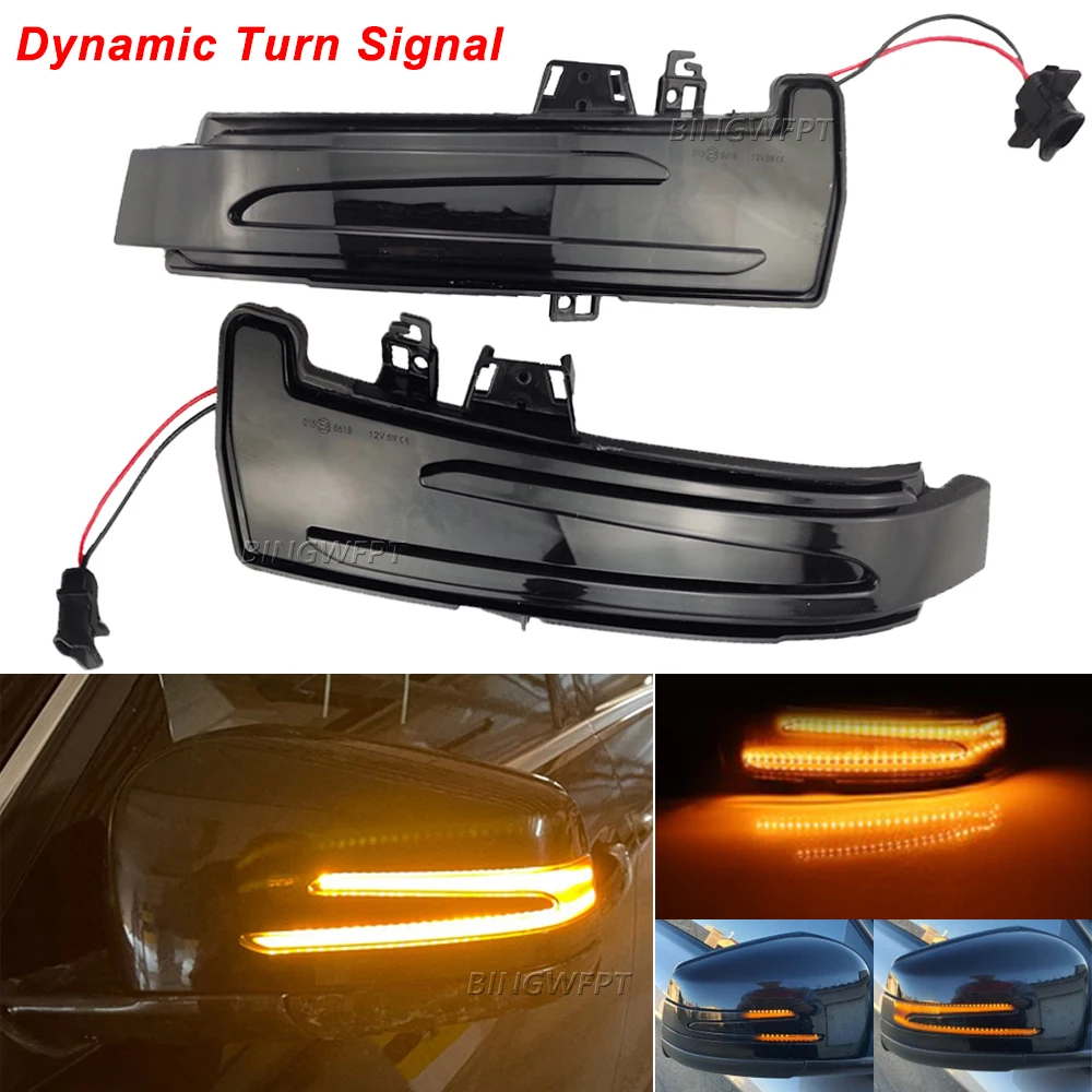 

2PCS LED Dynamic Blinker Turn Signal Side Rearview Mirror Indicator Light For Mercedes Benz W204 W176 W212 GLA GLK CLA CLS Class