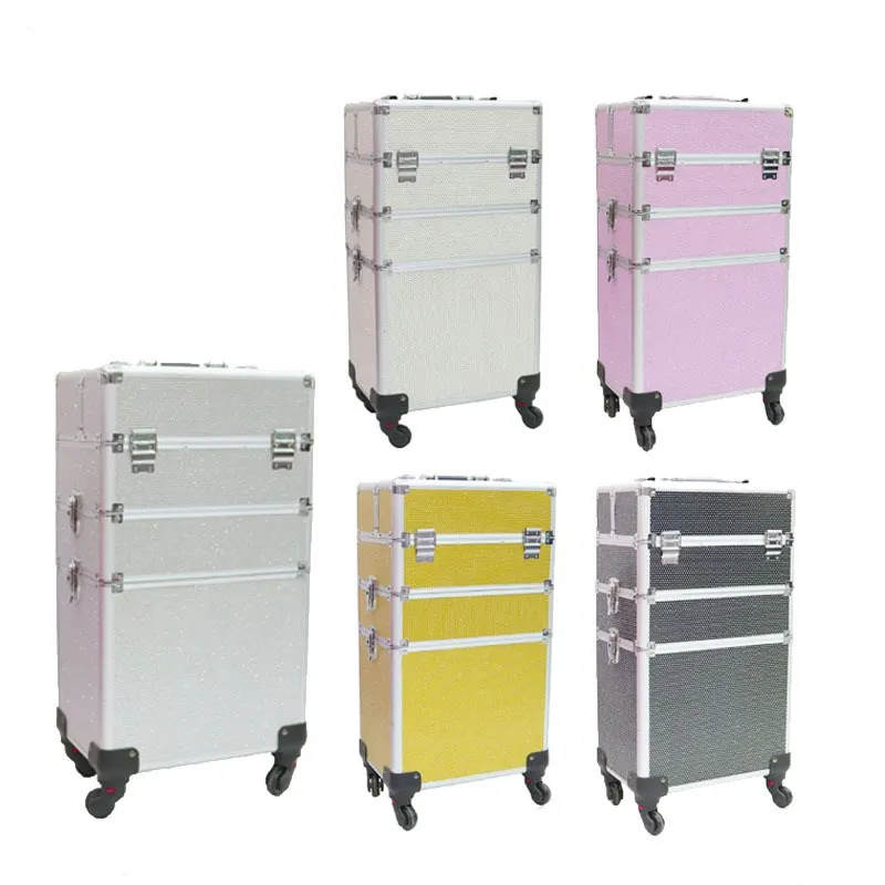 

1 шт. дорожная сумка с выдвижной стержень макияж ящик многослойный Косметика чемоданы большой Ёмкость Макияж Организатор Коробка для хране...