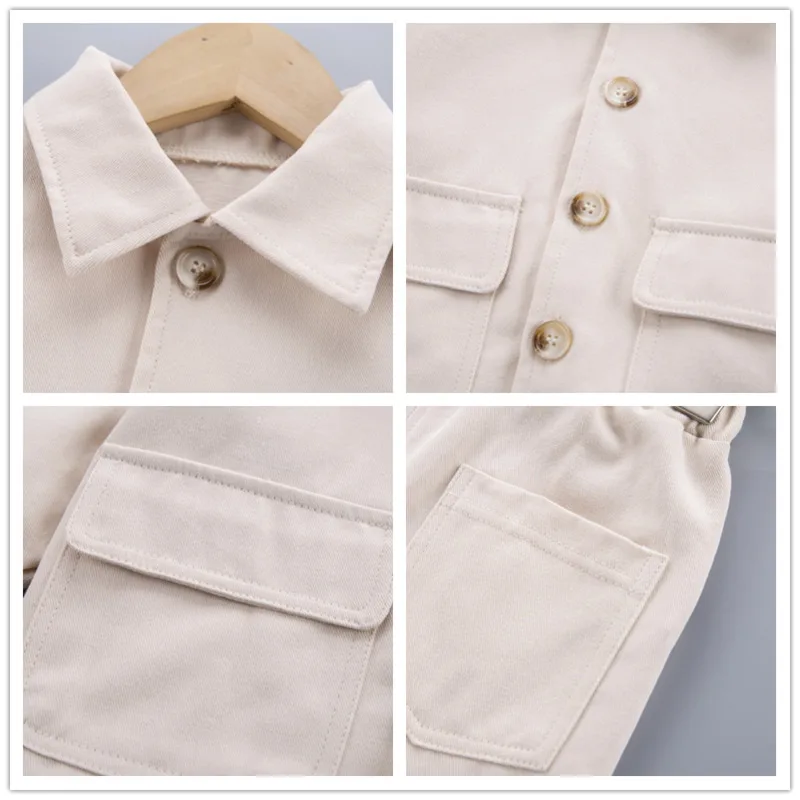 

Spring Children Clothes Baby Boys Girls Casual Jacket Pants 2Pcs/sets Kid Infant Pocket Costume Autumn Toddler Cotton Sportswear