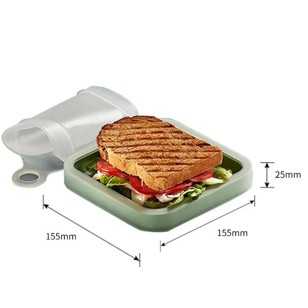

Silicone Sandwich Toast Bento Box Outdoor Portable Toast Tool Kitchen Box Reusable Box Office Lunch AfternoonTea Bento Stud H4Y1