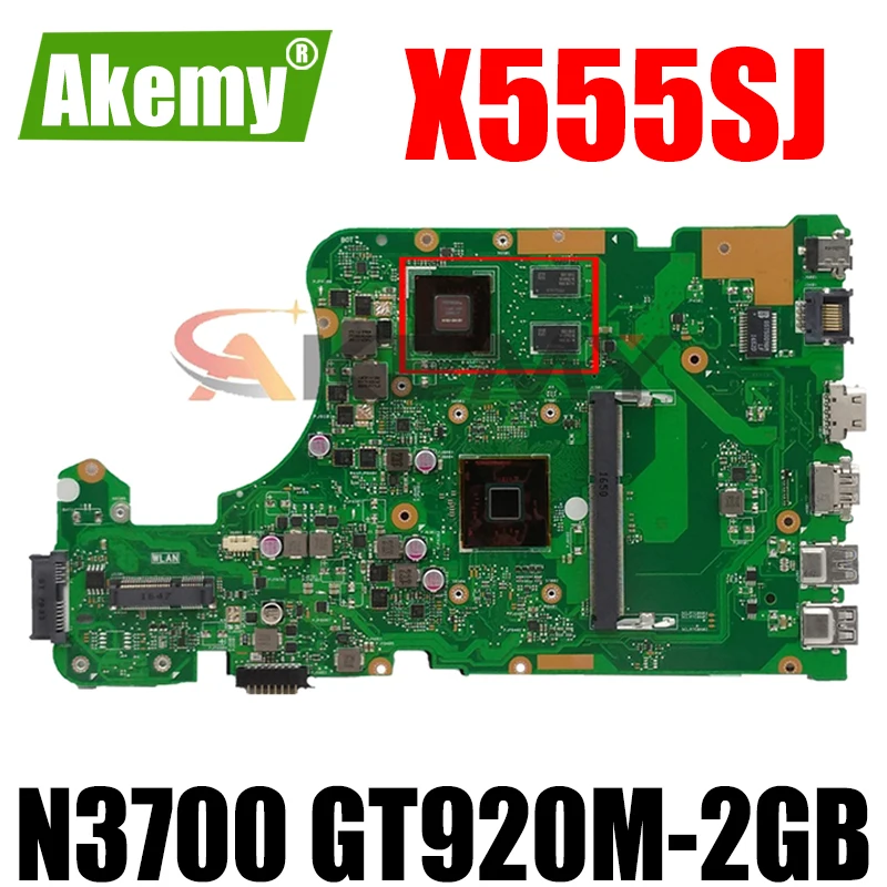 

X555SJ motherboard For Asus X555SJ X555S X555SJ A555S X555 laptop motherboard N3700 CPU GT920M-2GB mainboard tetsted 100%