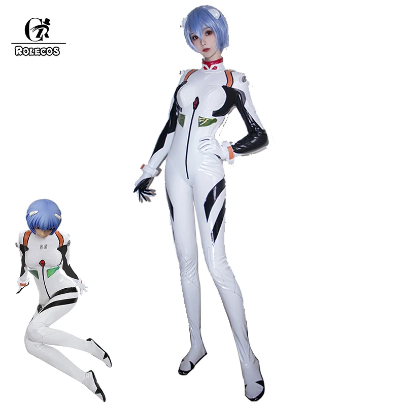 

ROLECOS Rei Ayanami Cosplay Anime EVA Cosplay Costumes Ayanami Rei Cosplay White Bodysuit Jumpsuit Costume