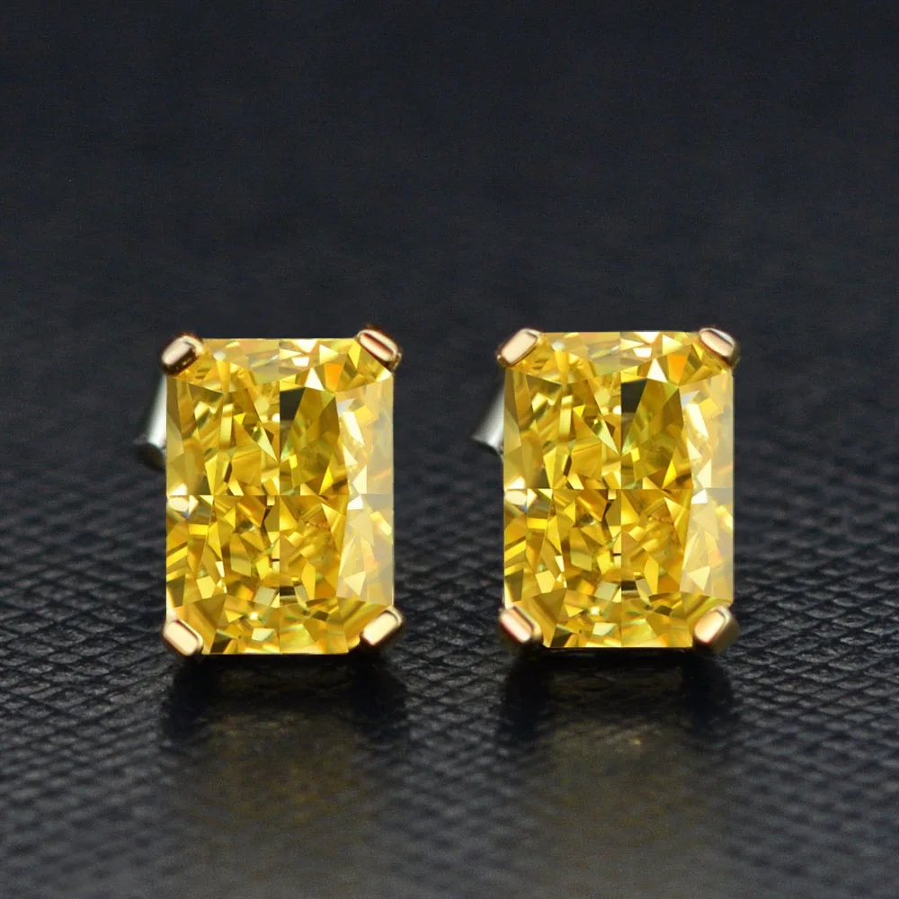 

Vintage 100% 925 Sterling Silver 5x7MM Created Moissanite Citrine Gemstone Ear Stud Earrings Wedding Fine Jewelry Wholesale