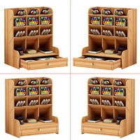wooden pen holder office desk pencil organizer stationary storage box makeup display stand home office storage childrens gifts