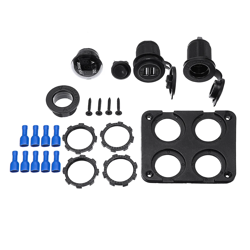 

12 В розетка для автомобильного прикуривателя + зарядное устройство с двумя USB-портами + панель вольтметра для автомобильных распылителей, др...