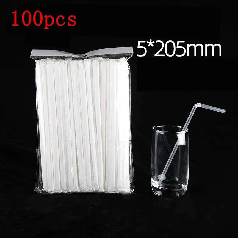 

100pcs Transparent Straws Plastic Bendable Drinking Straw Disposable Beverage Straw Party Kitchen Bar Juice Drinking Supplies
