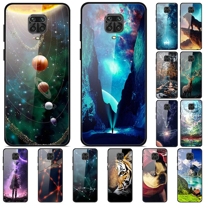 

For Coque Redmi Note 9S Case Printing Hard Back Tempered Glass Case For Xiaomi Redmi Note 9S 9 Pro MAX 9 S Cover note9S Fundas