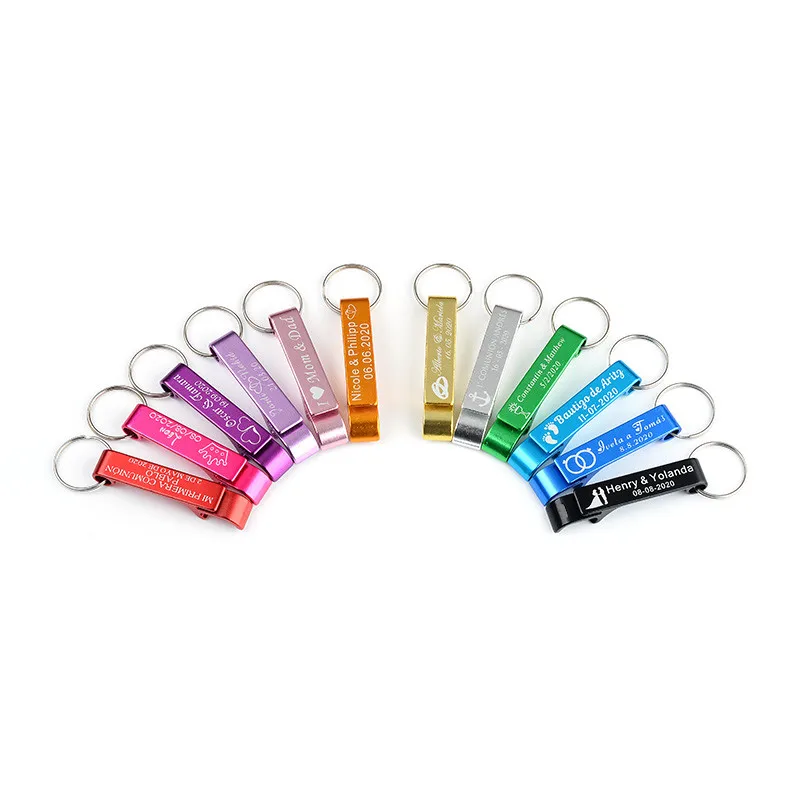 Abrebotellas con grabado, llavero personalizado privado para bodas, Cervecer&iacute;a, Hotel, restaurante, logotipo de Navidad, 100 piezas-0