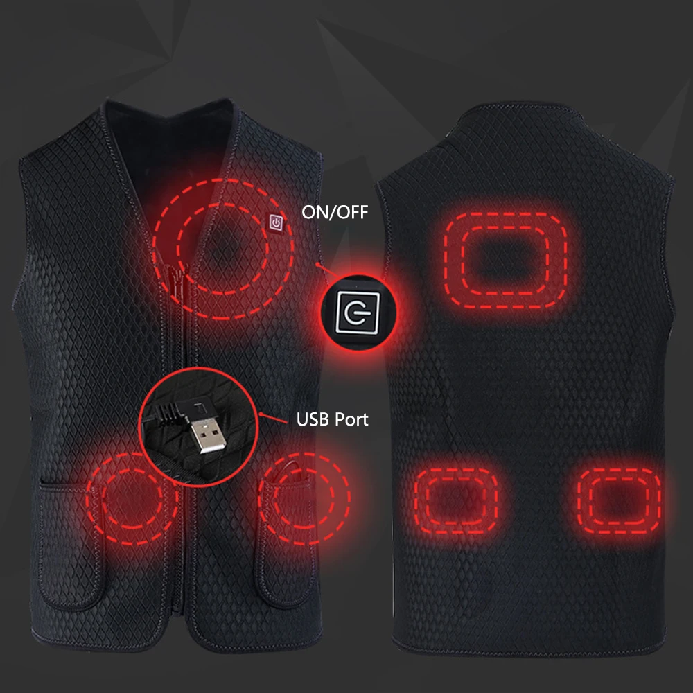 Жилет с электрическим подогревом для мужчин и женщин умный жилет зарядкой от USB 3