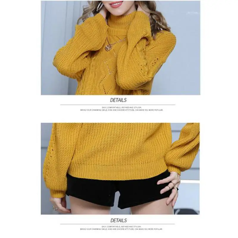 

Yzeqi 2020 New Winter Women Sweater Casual Warm Thick Turtleneck Soft Jumper Fashion Female Loose Pullovers Lady Sweater Tops