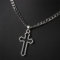 dark gothic hollow cross pendant chain necklace for kpop cool harajuku vintage