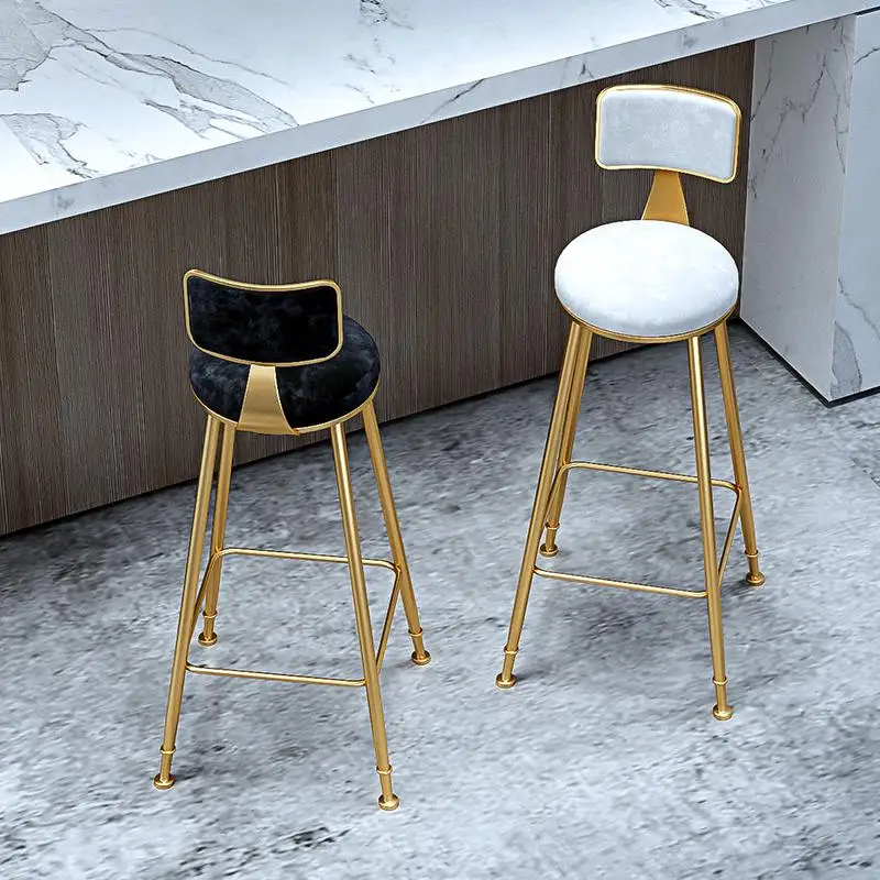 Nordic light luxury simple bar table chair backrest high stool front restaurant lounge |