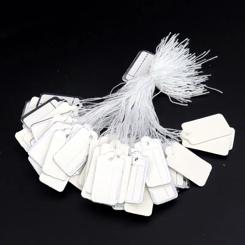 100 шт. прямоугольные ценники с веревкой бумажные этикетки для ювелирных изделий