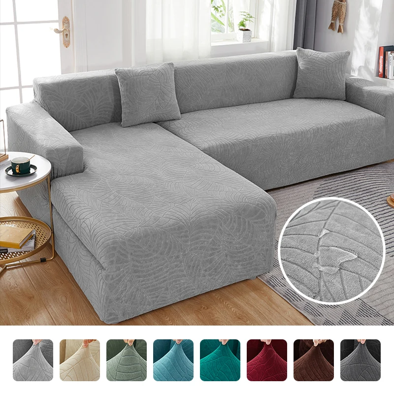 

Solid Color Elastic Slipcovers Couch Cover Waterproof Corner Sofa Cover 1/2/3/4 Seaters L Shape Removable Covers for Living Room