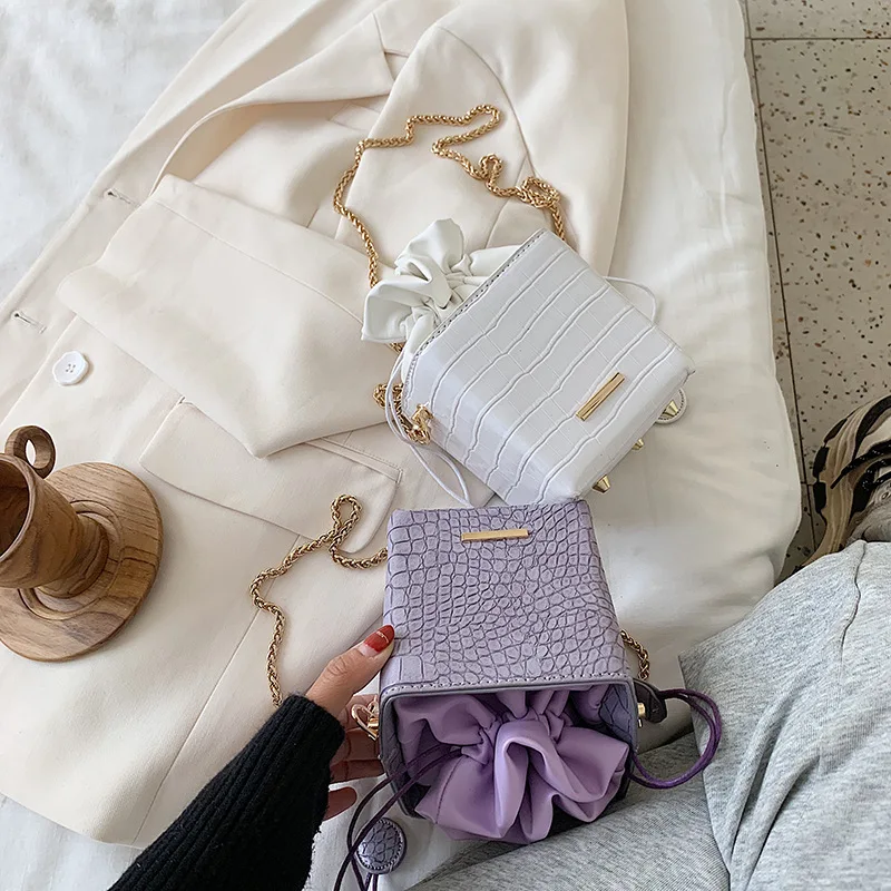 

Women's bag 2020 new Korean women's bag small square bag fashion crocodile chain single shoulder messenger bag