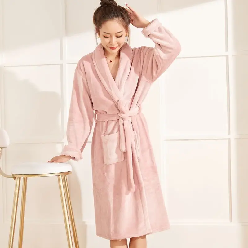 

Robe Coral Fleece Sleepwear Nightgowns Women Pyjama Femme Flannel Women Pijama Mujer Invierno Robes Bathrobe Feminino F82