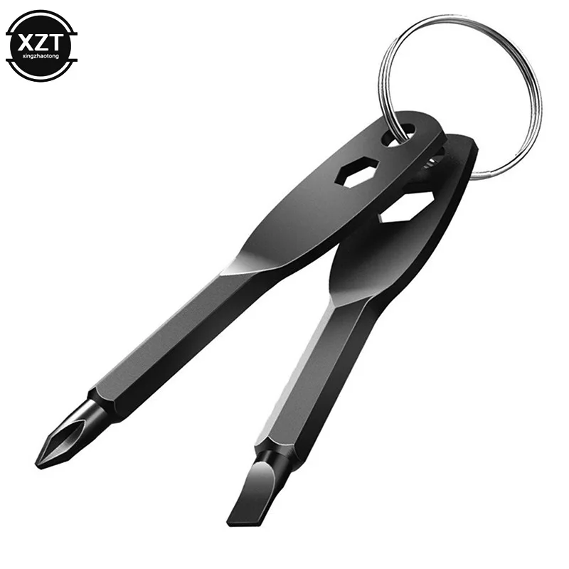 

1 комплект, многофункциональная отвертка Mini EDC из нержавеющей стали, шлицевая/крестовая отвертка, брелок, карманный инструмент для ремонта