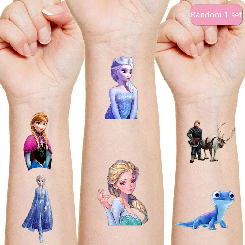 Оригинальная тату-наклейка Disney Анна Эльза 4 разных экшн-фигурки Мультяшные