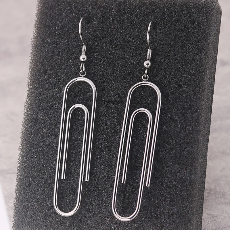 

SJLE-132 New Gothic Safety Pin Drop Earrings Women Gold Color Long Dangle Earrings Femme Accessories Brincos