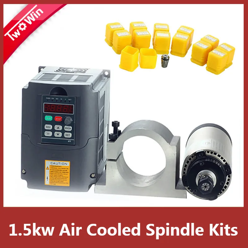 Фото 1.5kw ER16 Air Cooled Spindle + 1.5KW 220V Inverter +80MM Clamp 1set er16 for CNC Engraving milling machine Инструменты 1.5kw ER16 Air Cooled Spindle + 1.5KW 220V Inverter +80MM Clamp 1set er16 for CNC Engraving milling machine Инструменты