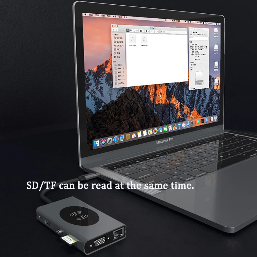 

USB-C 3.1 HUB 4K@60Hz Type-C to HDMI VGA Adapter Support DELL Docking Station RJ45 13 in 1 Type C HUB With Wireless Charging