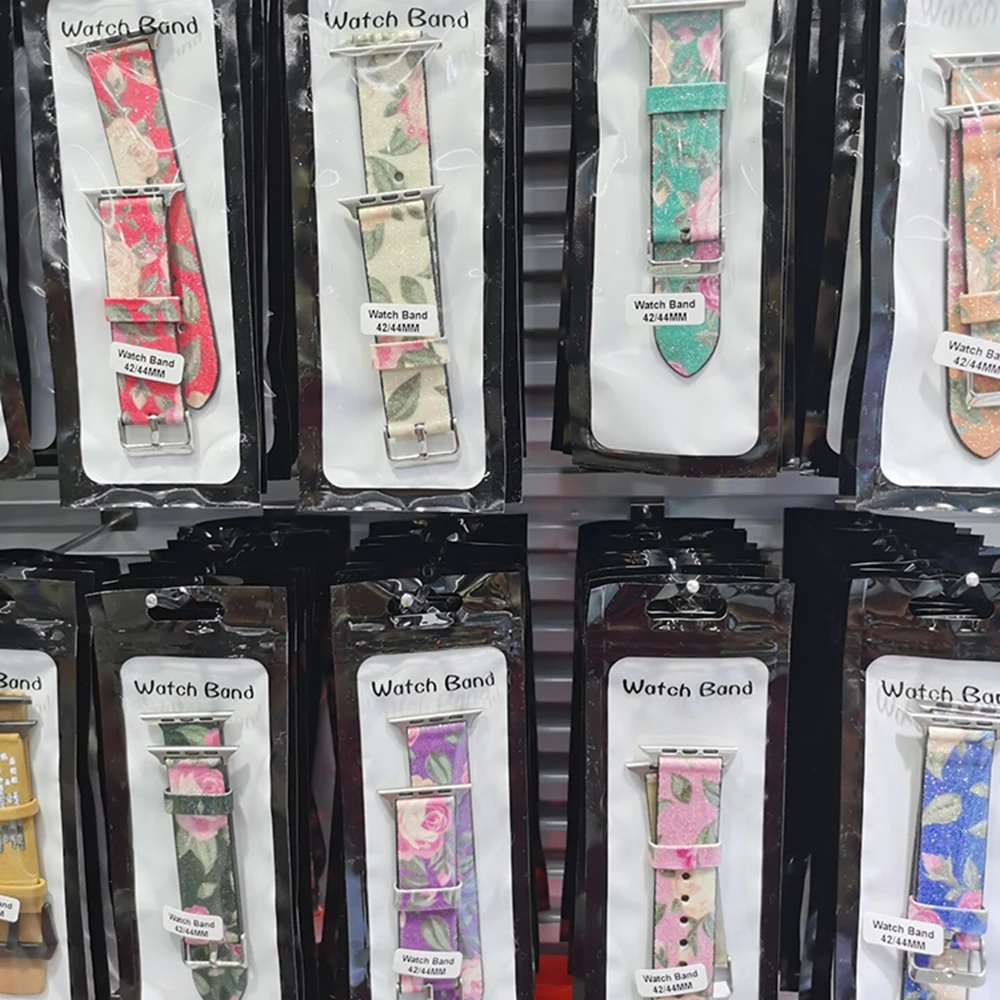 Скраб Яркий кожаный ремешок для Apple Watch Band Series 6/5/4/3/2/SE 44/40 мм 42/38 браслет с цветочным