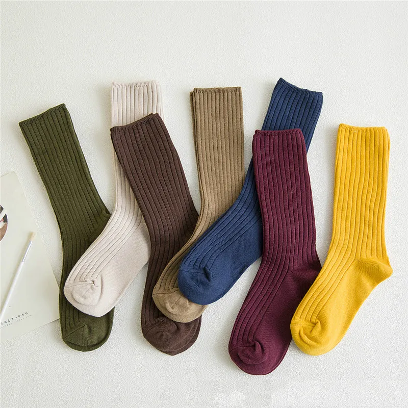 Женские хлопковые свободные носки в стиле ретро Харадзюку осенне зимние