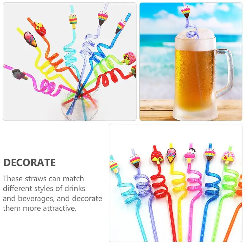 

24Pc Funny Soft Plastic Curly Loop Straw Unique Flexible Drinking Tube Kids Party Bar Accessories Beer Colorful Homebrew Kawaii
