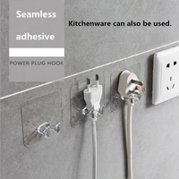 powerful seamless adhesive electrical wire plug hook bathroom kitchen wall towel traceless plug hooks fast delivery dropshippin