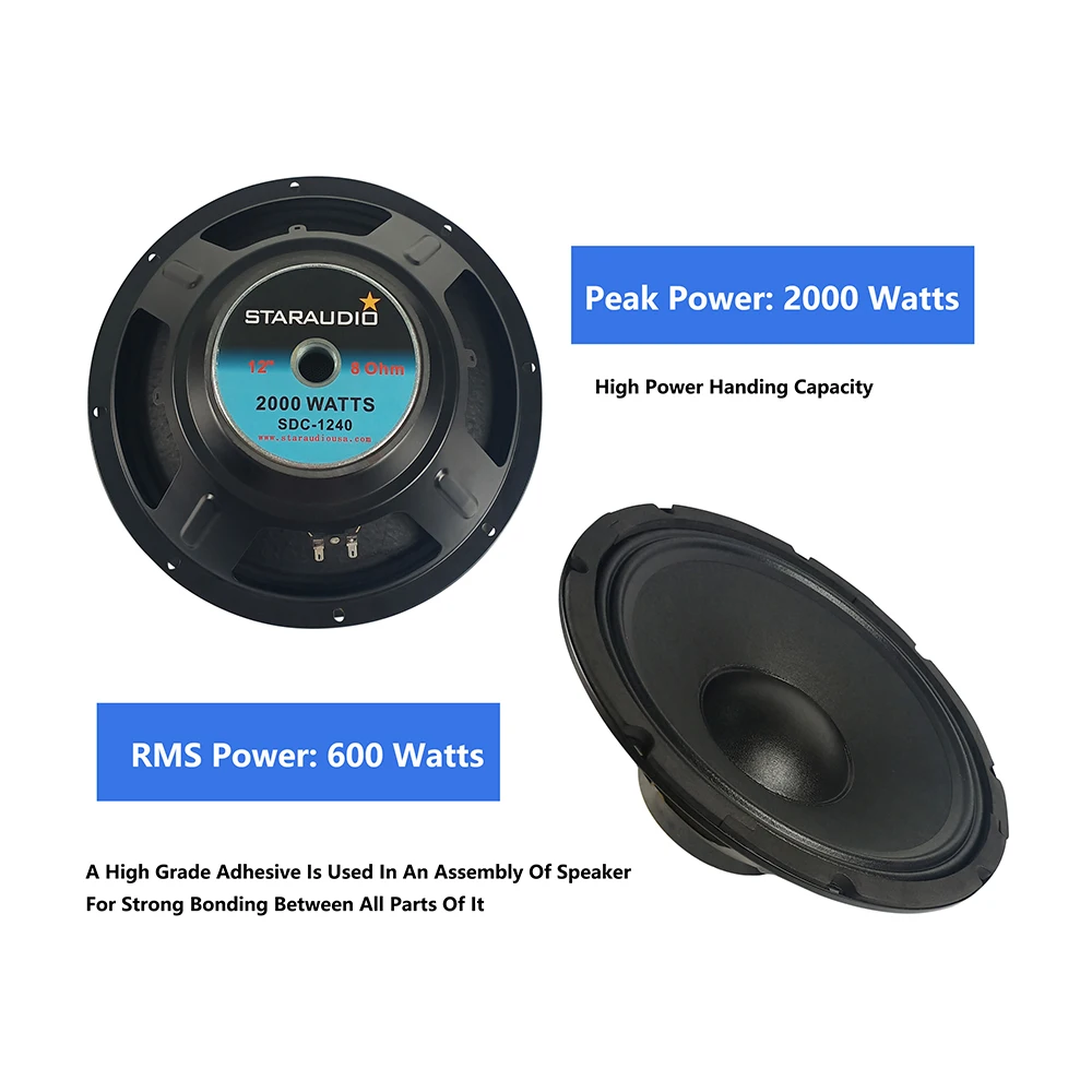 STARAUDIO 2X 2000W 12 дюймовых запасных частей PA дома Динамик аудио сабвуферы 8 Ом НЧ 40