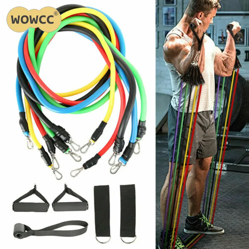 11 шт. фитнес резистор набор трубок для тренажерного зала с ручкой якорь ремешок