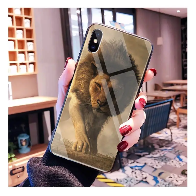 MaiYaCa чехол для телефона из закаленного стекла с Львом на Африканской степе iPhone 11