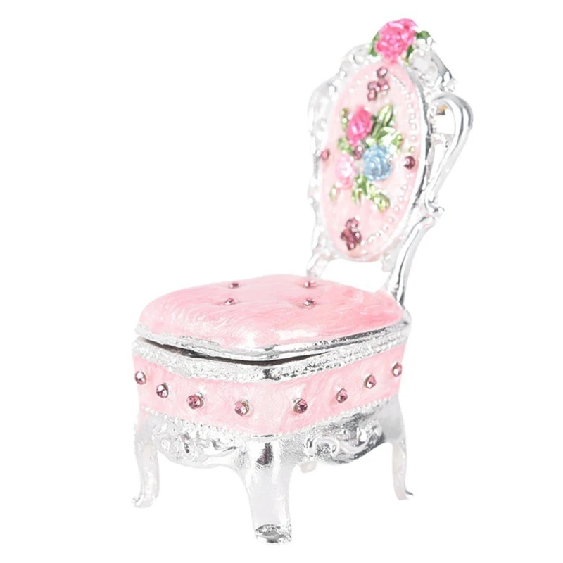 

Chair Trinket Box with Shinning Rhinestones Box Hand-painted Accessories Box L5YB