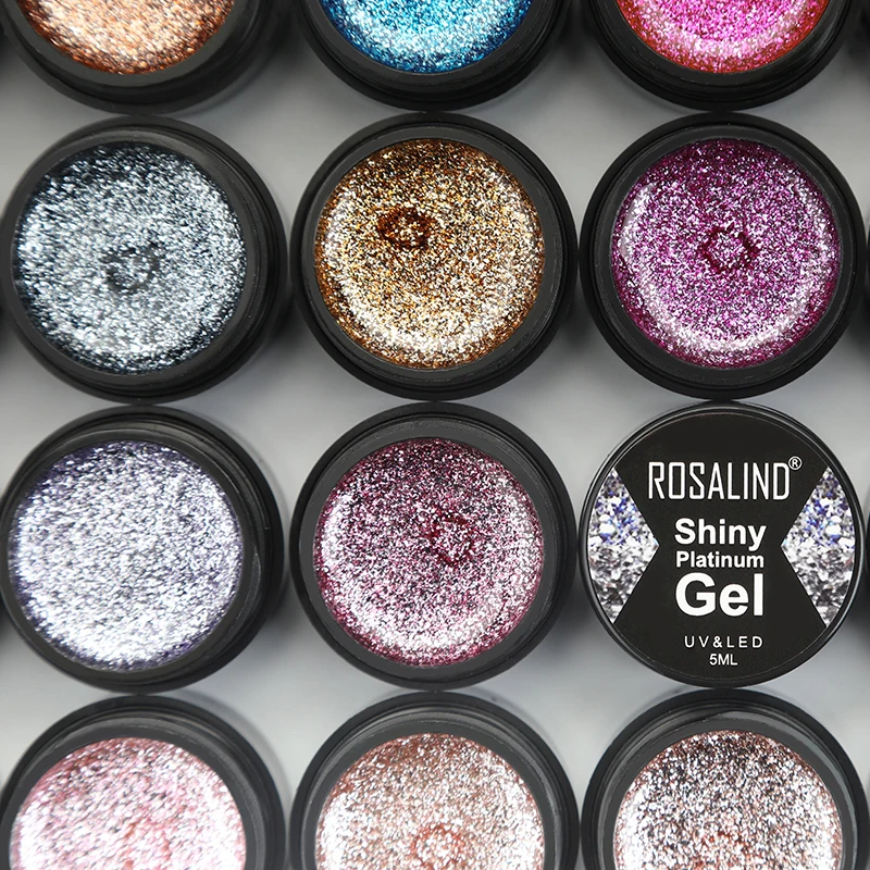 

ROSALIND Shiny Platinum Gel Nail Polish Nail Art For Manicure UV Colors Primer Base Set Gel Hybrid Varnish