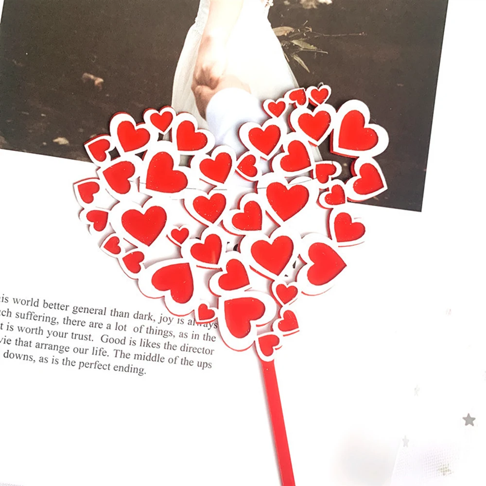 

1 Pcs Love Valentine's Day Cake Flag Picks Acrylic Dessert Decoration Cupcake Topper For Party Supplies