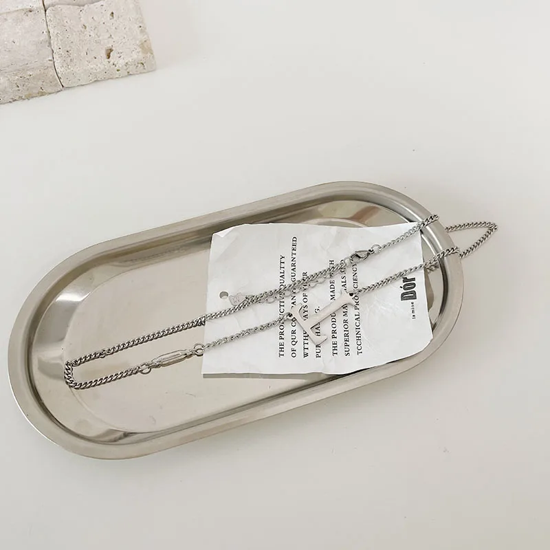 Трендовое геометрическое ожерелье SRCOI из титановой стали с буквой T простая