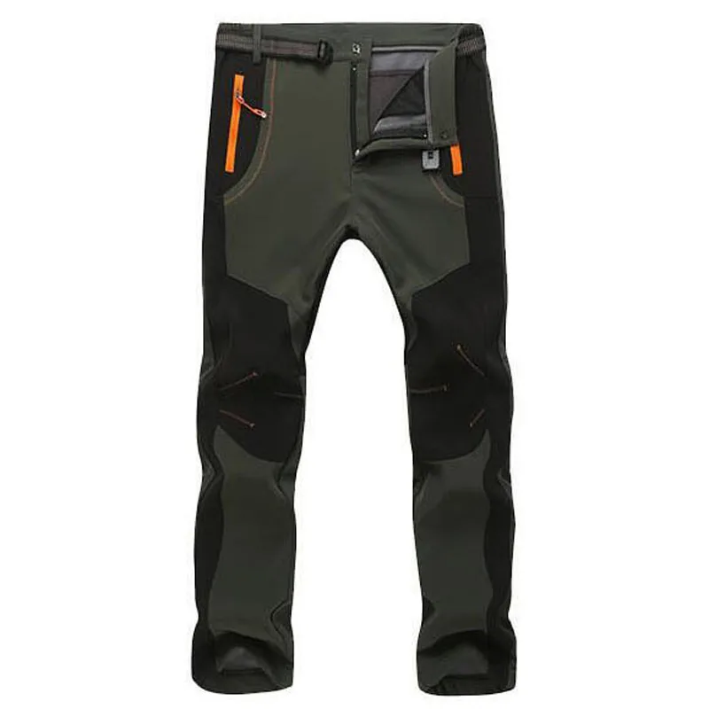 

New Winter Outwear Pants Men Thick Warm Waterproof Windbreaker Trousers Male Inner Fleece Soft Shell Sportswear Thermal Pants