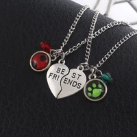 anime ladybugs girl creative patchwork necklace best friend black cat pendant necklace for couple friend girlfriend gift