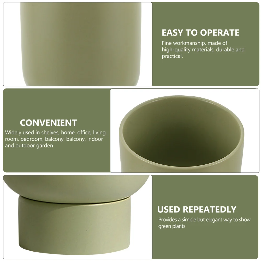 

2pcs Green Flowerpot With Tray Succulent Planter Fashion Succulent Planter