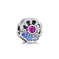 blue pink fan charm 2020 girl new sterling silver jewelry for woman fashion beads for jewelry making