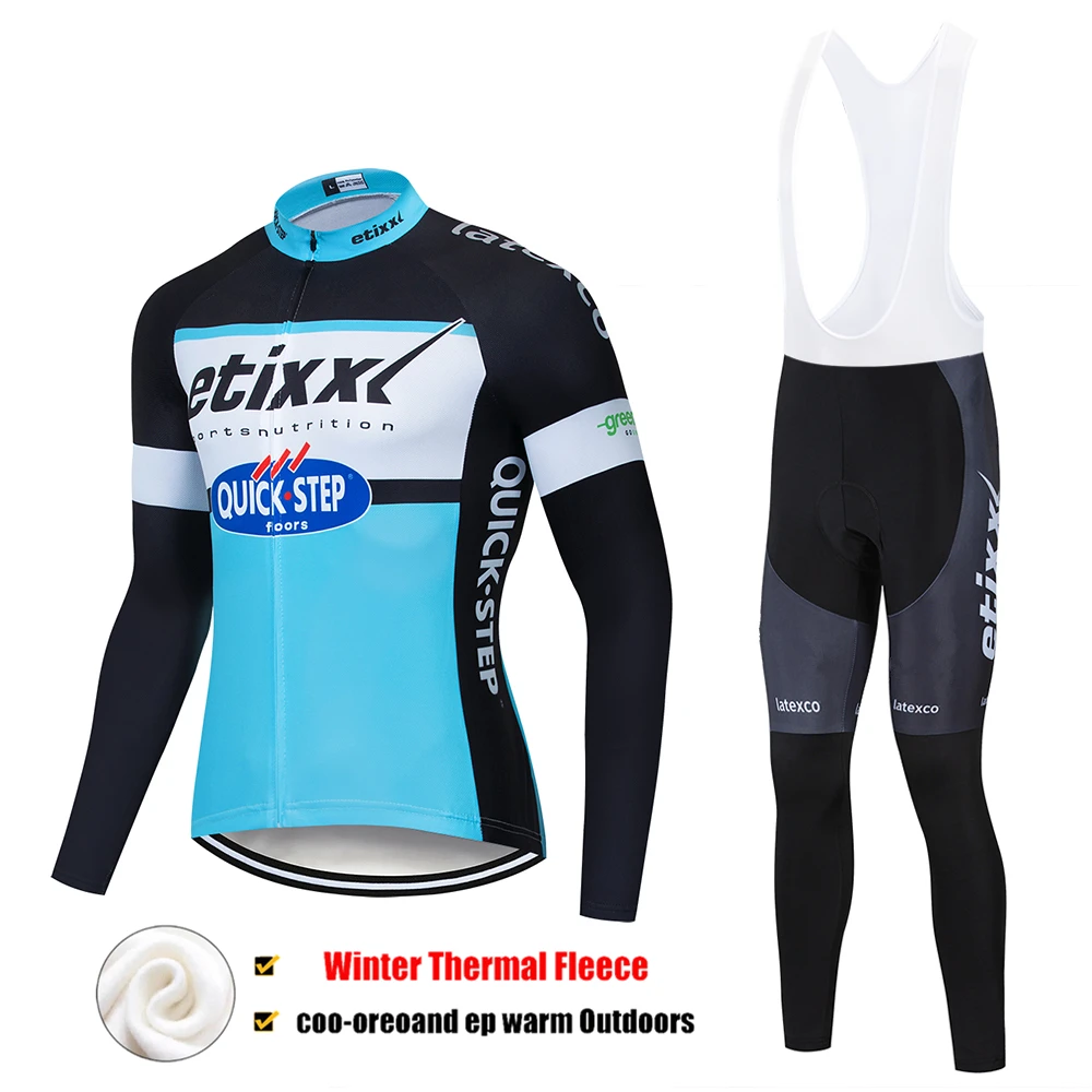 Pro Team быстрый шаг Велоспорт Джерси 9D Bib набор одежды для велосипеда из Бельгии Мужская Зимняя Теплая Флисовая велосипедная Одежда для велоспорта - Цвет: Pic Color