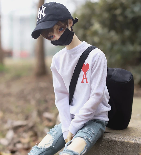 

M0336 children handmade toy 1/6 1/3 1/4 uncle Doll clothes BJD/SD doll props Accessories white color with red heart Hoodie 1pcs