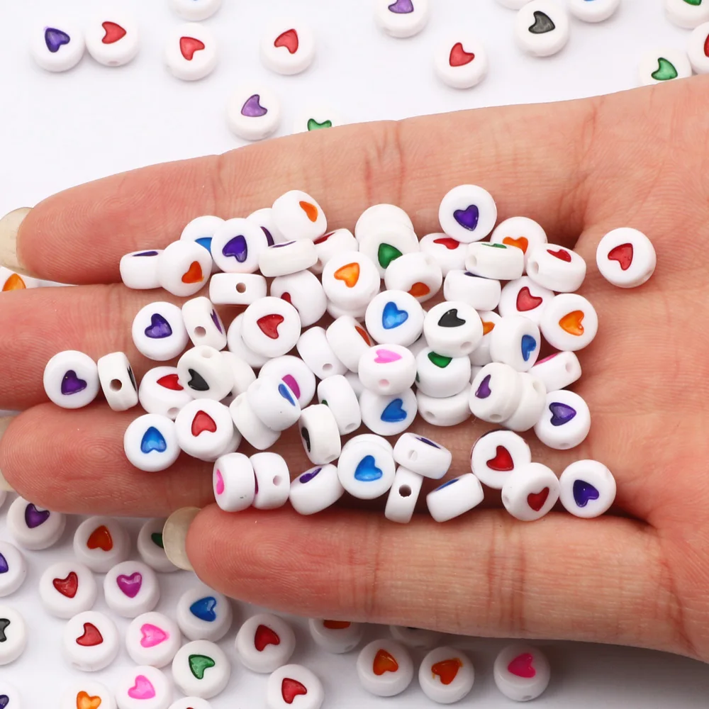 

100 шт., 7 мм, яркий рисунок в виде сердца