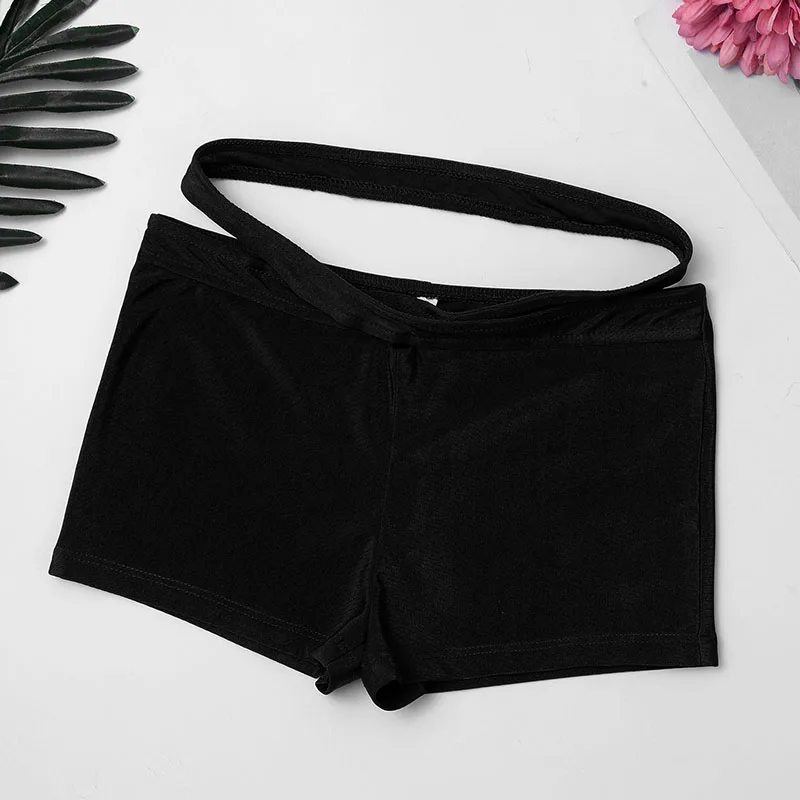 Детский Эластичный однотонный комплект TiaoBug из топа без рукавов и шортов для