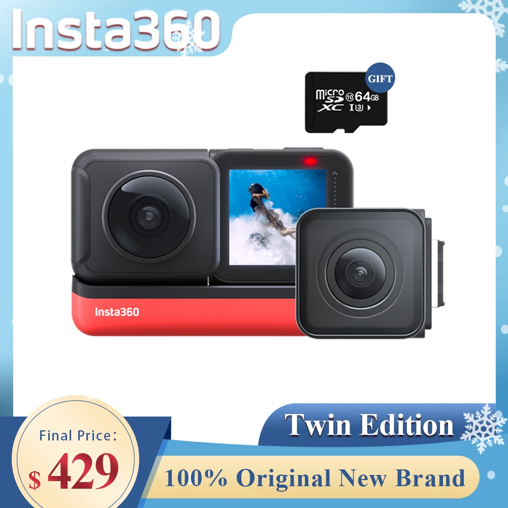 100% оригинальная Спортивная Экшн-камера insta360 ONE R Twin Edition супер захват 5 7 K 360 °