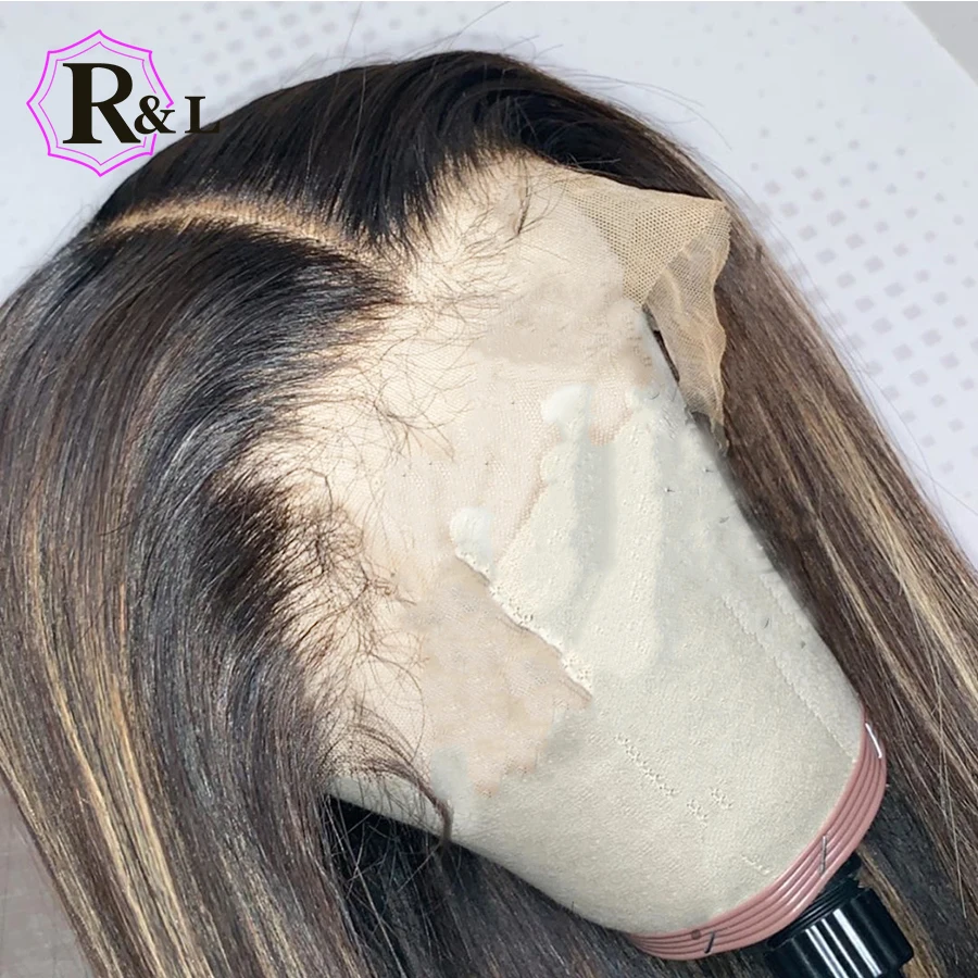 RULINDA короткий Боб Ombre цвет T Part кружевной передний парик из человеческих волос